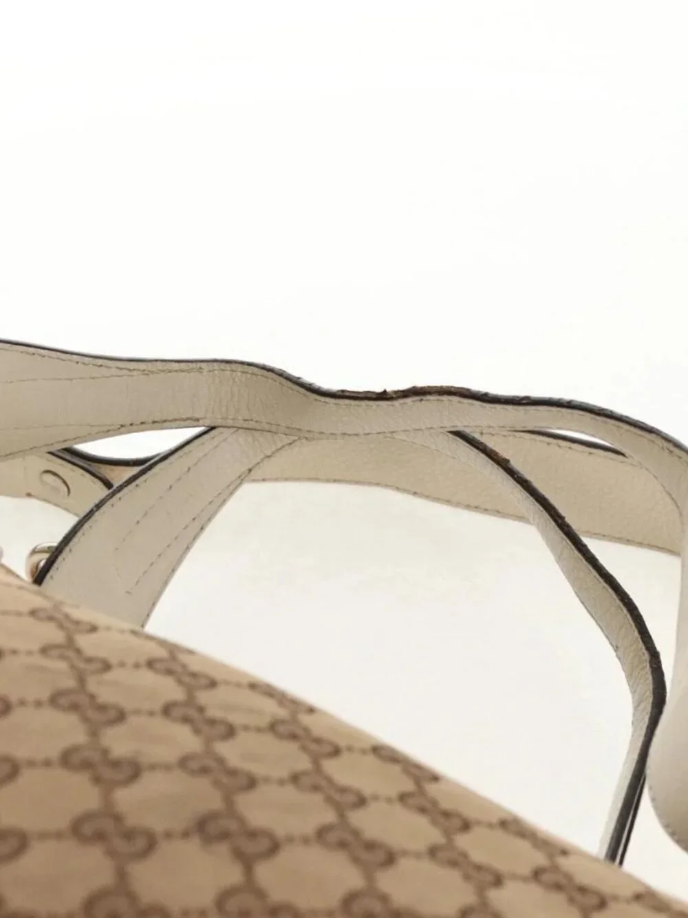GUCCI GG Canvas Horsebit Tote Bag 2way Beige Gold 232949 Auth